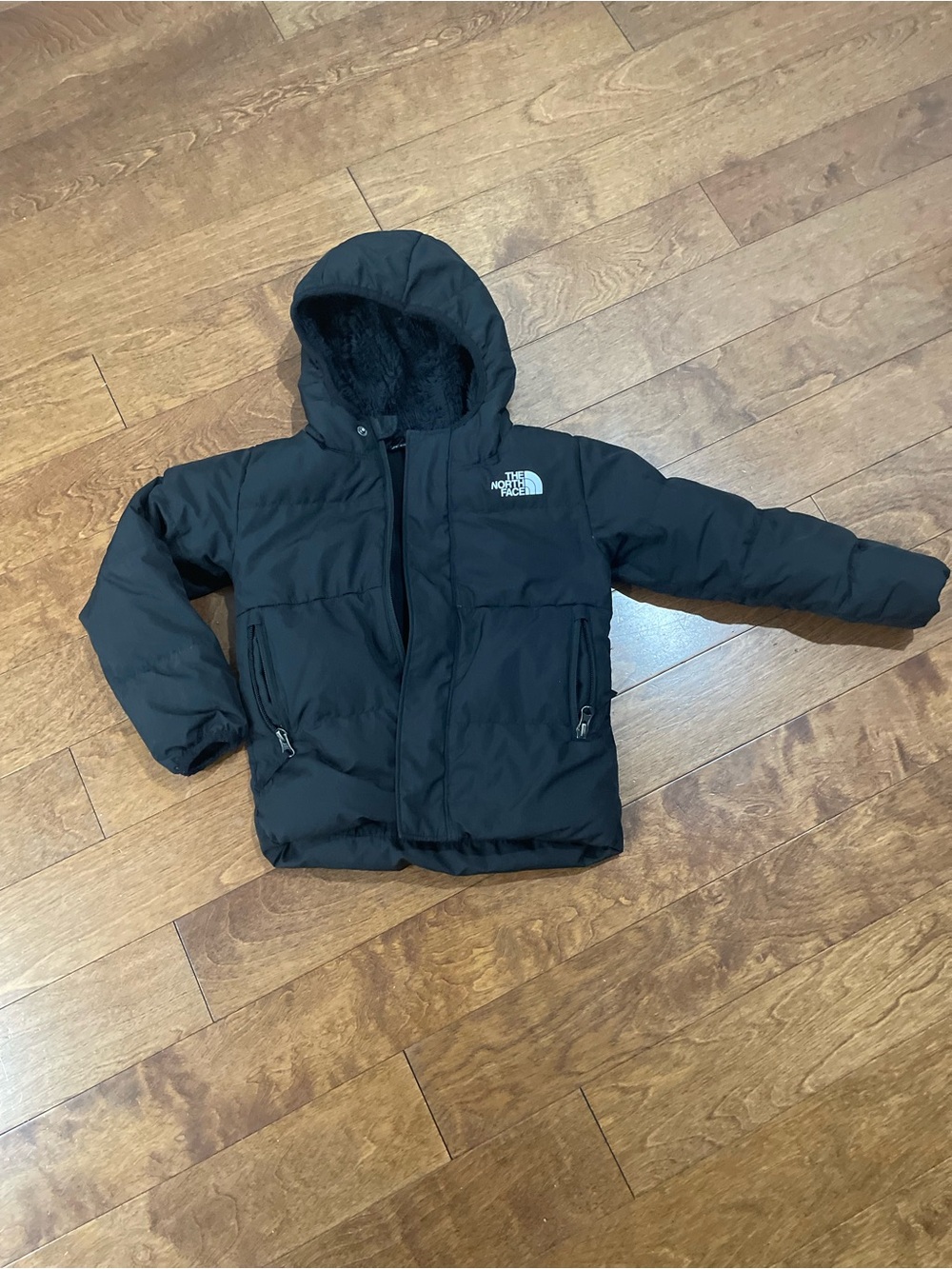 The North Face Black Insulated Hooded Jacket for kids